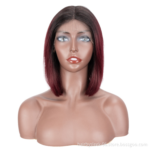 Rebecca fashion 10 inches Short Bob For Black Women With Middle Part  Brazilian Straight Hair Lace Front Wig Human Hair Wigs